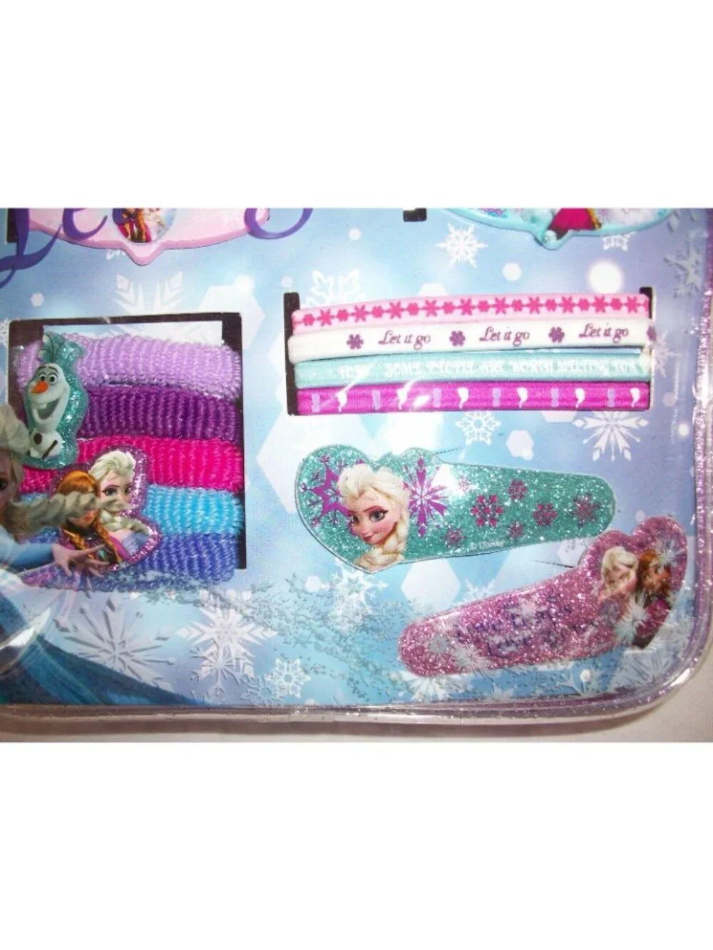 Disney Frozen Hair Accessory Set Clips Barrettes Ties Bands Blue Purple